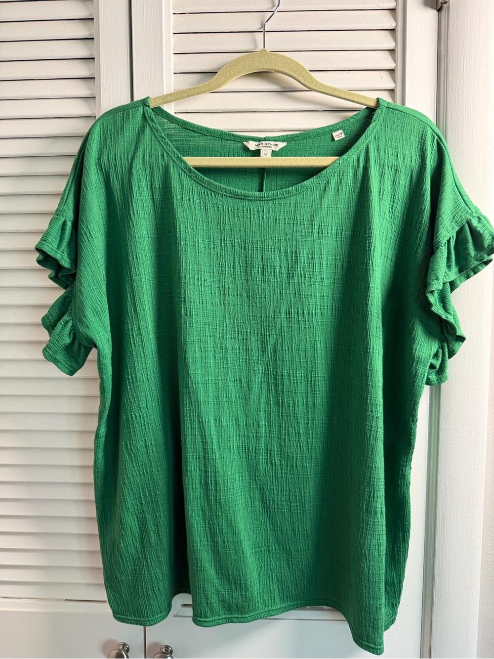 Max Studio Emerald Green Ruffle Sleeve Tunic Top